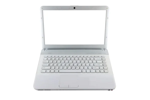 Komputer notebook biały ekran — Zdjęcie stockowe