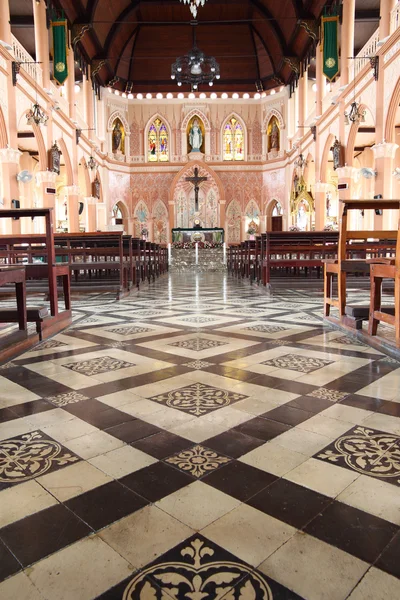 stock image Center ground row of indoor church in Thailand.