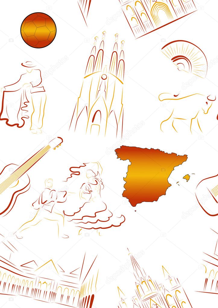 Spain sights and symbols - seamless