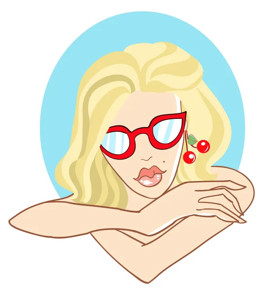 Blonde girl with glasses — Stock Vector