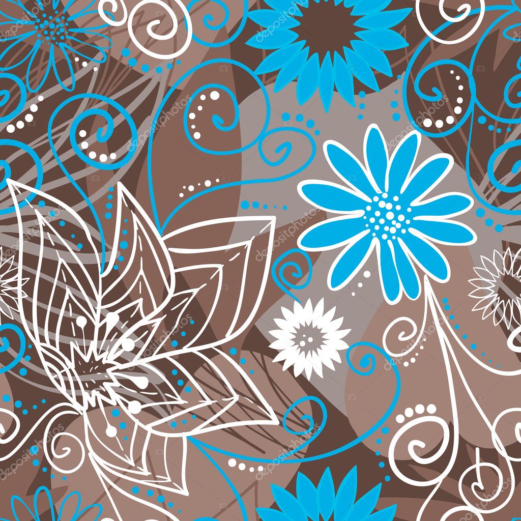 Coffee And Blue Floral Pattern Vector Image By C Ptits Ptits Vector Stock 6950784