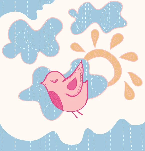 小小甜蜜会飞的鸟 — 图库矢量图片