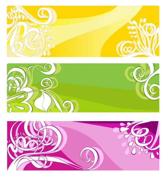 Bright banners with floral elements — Stock Vector