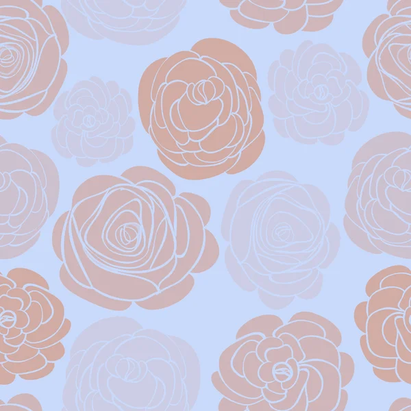 Motif avec des roses délicates sur bleu — Image vectorielle