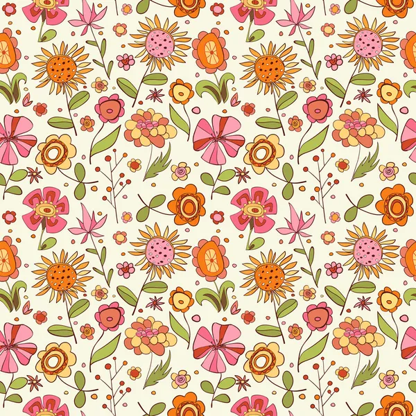 Pattern with cartoon flowers — Stock Vector