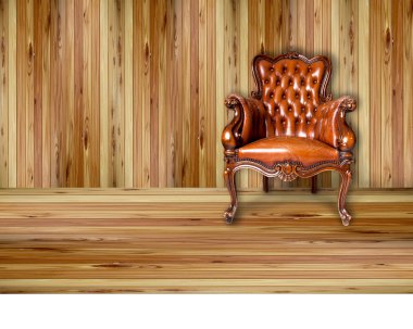 Luxury leather armchair on wood clipart