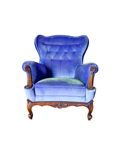 白色背景的蓝色沙发 — 图库照片