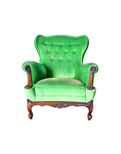 Fotel zielony luksus na białym tle — Zdjęcie stockowe