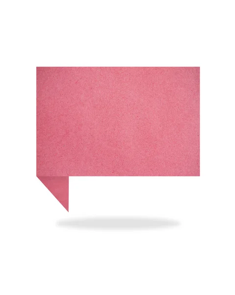 Kağıt el sanatları sopa beyaz zemin üzerine kırmızı origami konuşma etiketi geri dönüşümlü — Stok fotoğraf