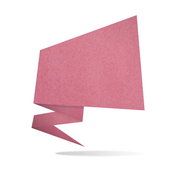 Röd origami talk tag återvunnet papper hantverk stick på vit bakgrund — Stockfoto