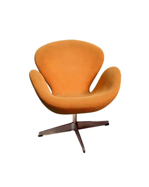 孤立した柔らかいオレンジ色のスタイリッシュな椅子 ストックフォト
