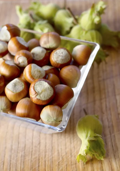 stock image Nuts on wood