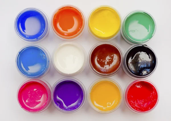 Color botellas de pintura al óleo — Foto de Stock