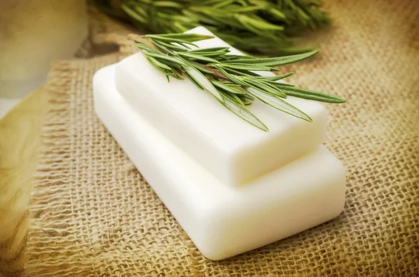 Soap and rosemary — Stock Photo, Image