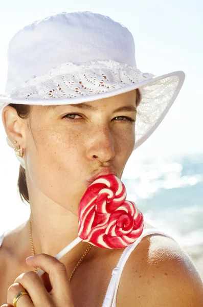Woman with sweet — Stock Photo, Image
