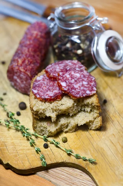 Sausage with bread — Stock Photo, Image