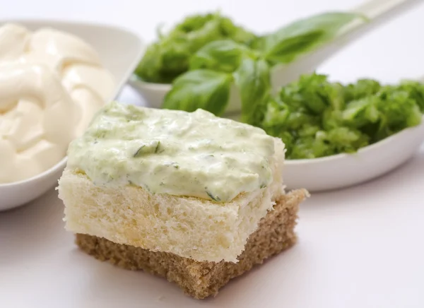 stock image Bread with white sauce