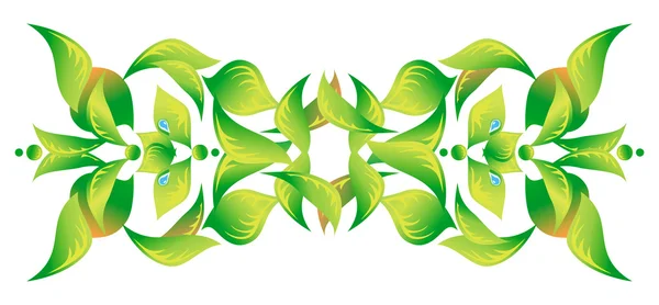 Элемент орнамента с зеленой листвой 2 — стоковый вектор