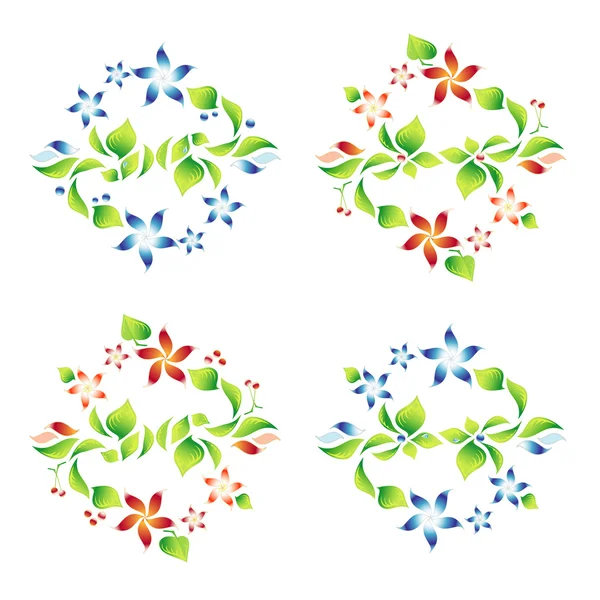 Набір красивих прикрас з листям і квітами 10 — стоковий вектор