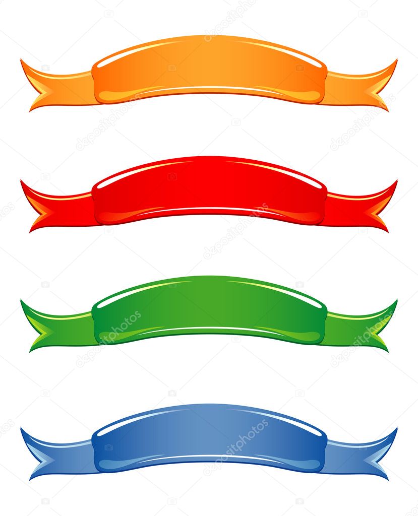 Ribbons in four colors. Vector illustration