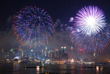 Manhattan fireworks show clipart