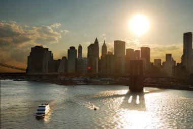 New York City Manhattan sunset clipart