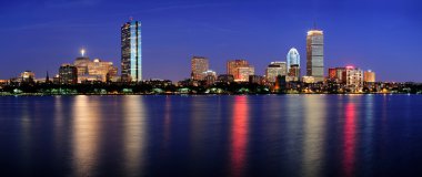 Boston night scene panorama clipart