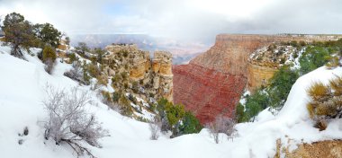 Grand Canyon panorama view in winter with snow clipart