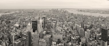 New York City Manhattan downtown skyline black and white clipart