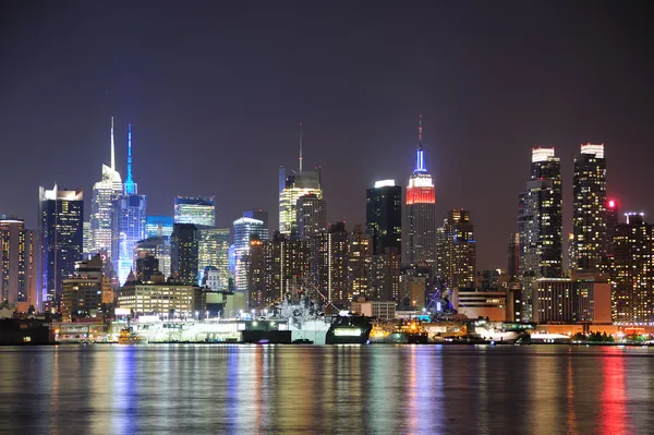 New York City Manhattan Midtown panorama v noci — Stock fotografie