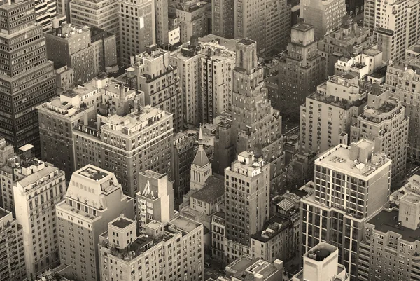 New York'un manhattan skyline havadan görünümü siyah ve beyaz — Stok fotoğraf
