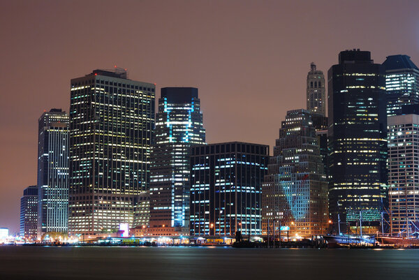 New York City Manhattan skyline at night.