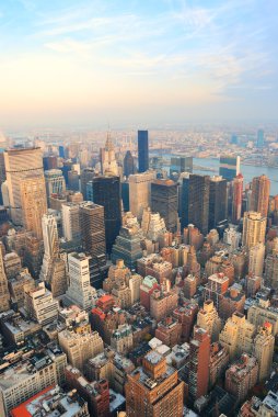 New York'un manhattan skyline havadan görünümü