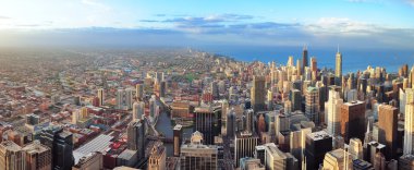 Gün batımında Chicago Skyline