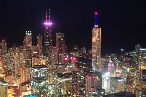Chicago vista aerea notturna — Foto Stock