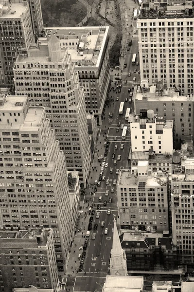 Nowym Jorku manhattan ulica widok czarno-biały — Zdjęcie stockowe