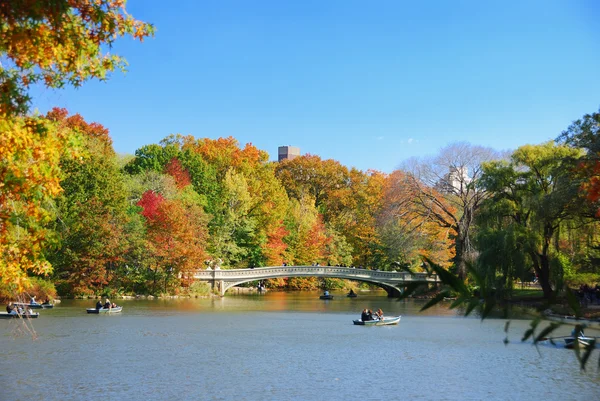 New York City Central Park mit Regenbogenbrücke — Stockfoto