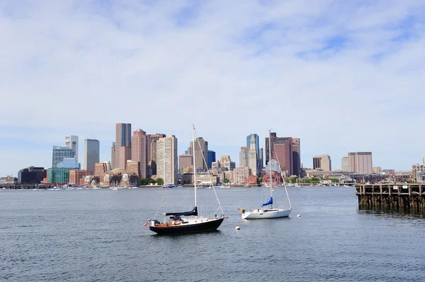 Boston bay a lodí — Stock fotografie