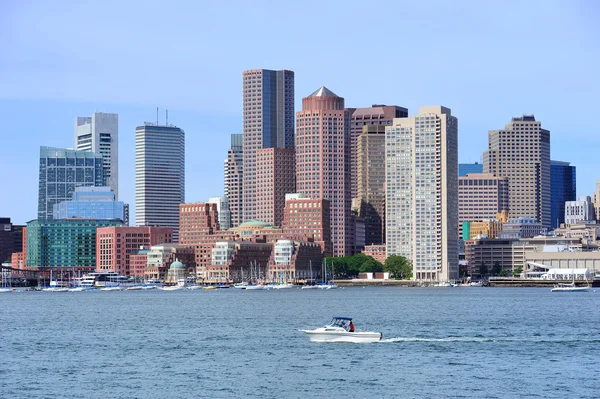 Boston downtown with boat — Stock Photo, Image