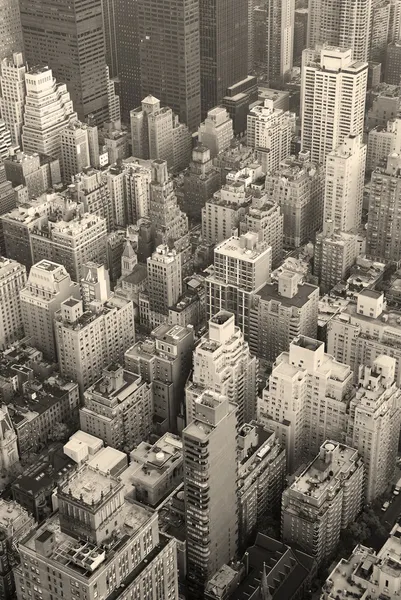 New york city manhattan skyline luchtfoto zwart-wit — Stockfoto