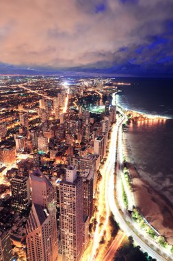 Chicago skyline panorama havadan görünümü