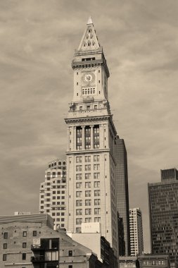 Boston Custom House black and white clipart