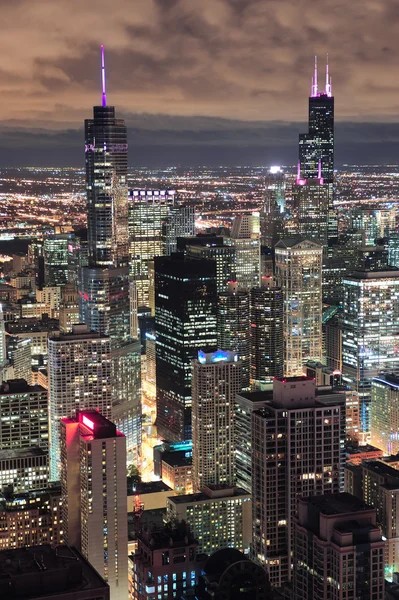 stock image Chicago Urban aerial view at dusk