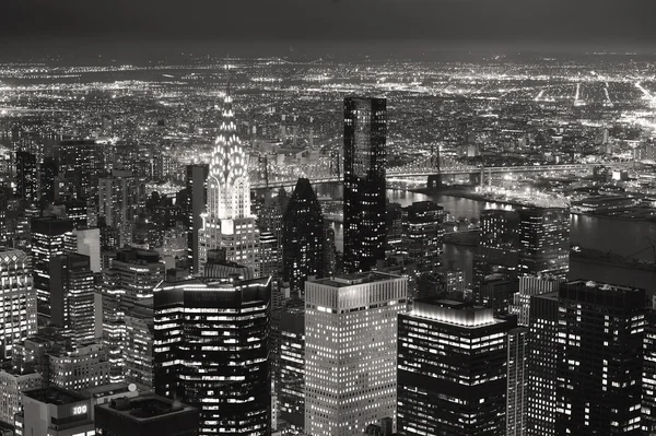 Nowym Jorku manhattan panoramę ptaka o zmierzchu — Zdjęcie stockowe