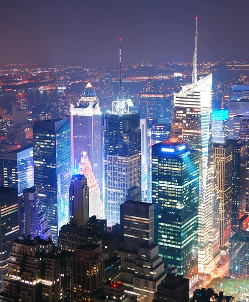 纽约曼哈顿时代广场的天际线鸟瞰图 — 图库照片