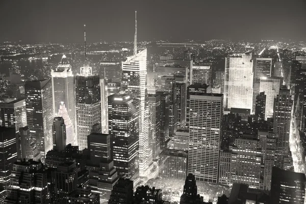 New York'un manhattan kez skyline havadan görünümü panoram kare — Stok fotoğraf