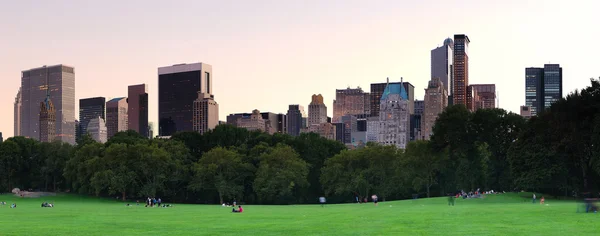 New Yorks central park på skymning panorama — Stockfoto