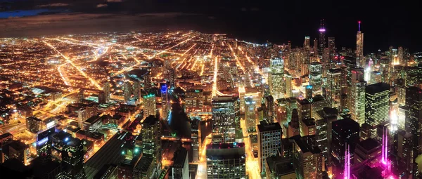 Chicago éjszaka megtekintése panoráma — Stock Fotó