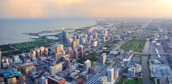 Chicago skyline at sunset Royalty Free Stock Images