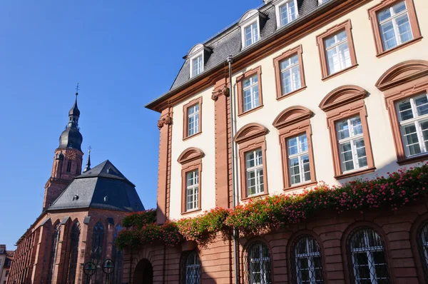 Kościół Ducha Świętego i na ratuszu w Heidelbergu, Niemcy — Zdjęcie stockowe